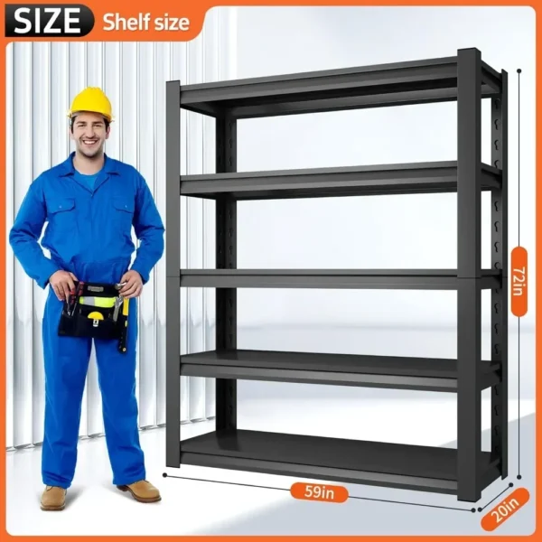 Garage Shelving Unit, Garage Storage Shelves 3000LBS Heavy Duty Shelving, Adjustable 5 Tier Metal Shelving Utility Shelf, - Image 3