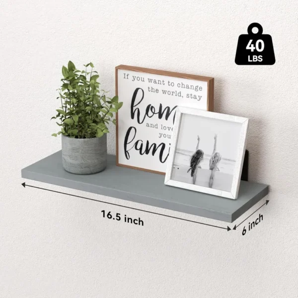 Set of 6 Rustic Brown Wood Floating Shelves - Ideal for Wall Decor, Bedroom, Bathroom Storage, and Living Room Book Displays - Image 3