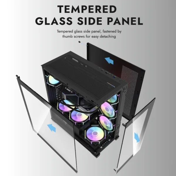 Aigo AS900 PC Case ATX M-ATX ITX Motherboard Gamer Cabinet Double-Sided Tempered Glass Desktop 270° Sea View Room Computer Case - Image 4