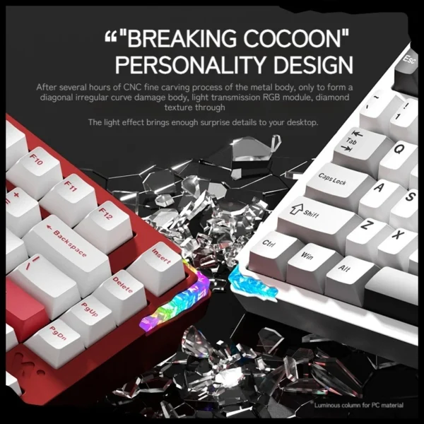 New Weikav Stars-75 Series Three Mode Aluminum Lumps Mechanical Keyboard Leaf Spring+Beryllium Copper Structure Esports Keyboard - Image 3