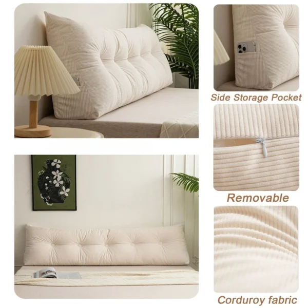 Newest Soft Corduroy Triangular Headboard Cushion-Cozy Bedroom & Living Room Decor, Comfortable for Reading or Lounging 삼각 쿠션 - Image 5