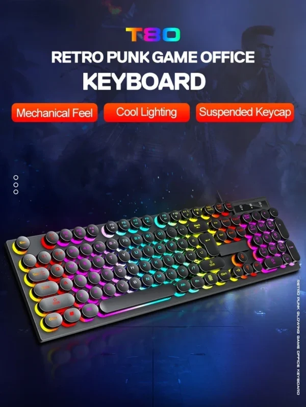 RGB Gaming Mechanical Keyboard USB Wired 104 Keys Keyboard Backlit Black Red Blue Light for Computer Laptop Pro Gamer Keyboard - Image 2