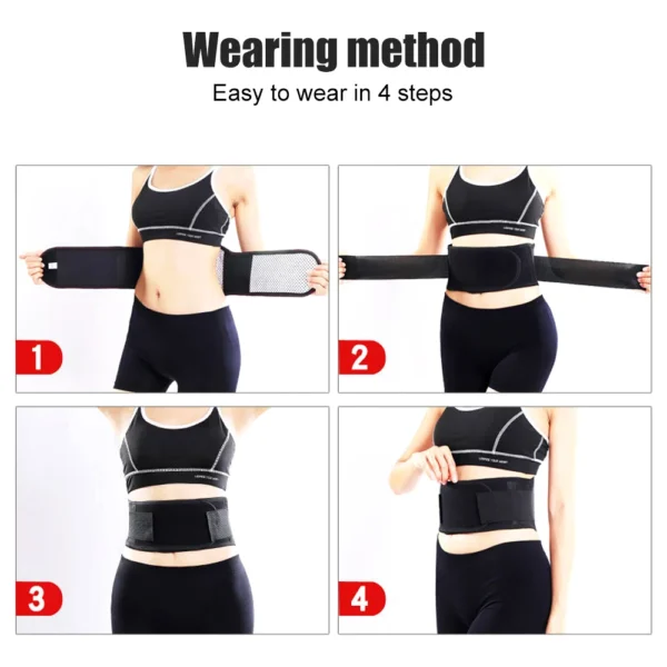 Tourmaline Self-heating Magnetic Therapy Waist Belt Lumbar Support Back Waist Support Brace Double Banded Adjustable - Image 2