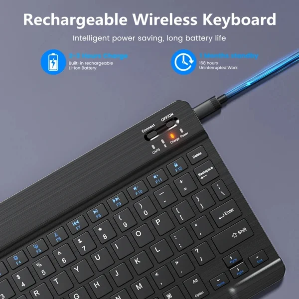 Spanish French Bluetooth Wireless Keyboard Azerty Russian For iPad Mac PC Tablet Cell Phone Laptop And Mouse Mini With N Gamer - Image 4