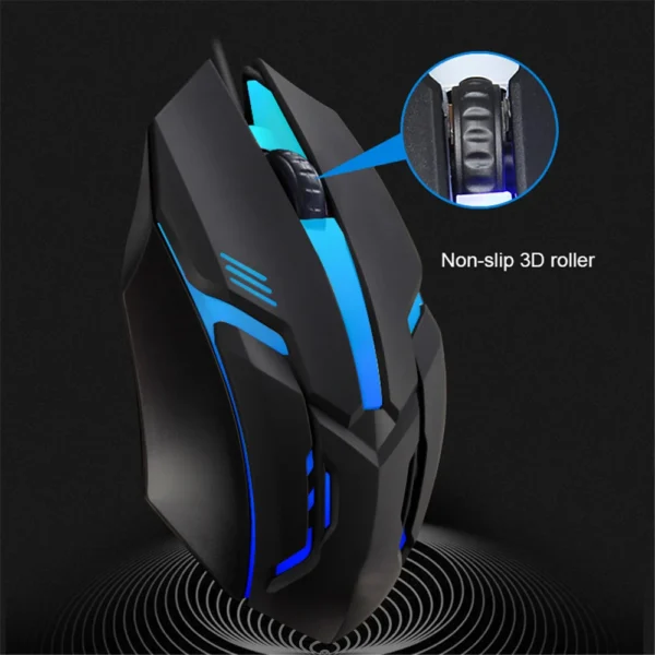 E-Sports USB Wired Mouse Colorful LED Gaming Mouse 5000 DPI Wired Mice Optical Wired Gamer Mouse For Desktop Laptop PC Computer - Image 2