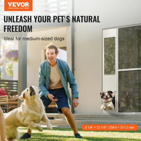 VEVOR Dog Door Sliding Glass Door Adjustable Height Doggy Door Sliding Doors Aluminum Frame Tempered Glass Pet Door - Image 2