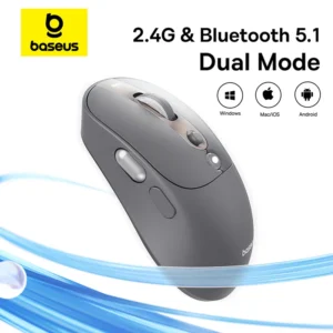 Baseus Bluetooth Wireless Mouse Rechargeable Ergonomic Mice Digital Display Two Scroll Wheels Customizable Button Silent Mouse