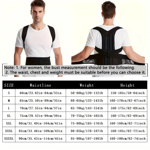 Back Brace Posture Corrector Belt for Women & Men Back Lumbar Support, Adjustable Shoulder Posture Support for Improve Scoliosis - Image 2