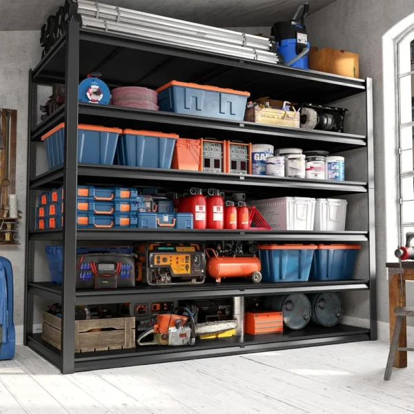 55.1" W Storage Shelves，Garage Shelving Heavy Duty Shelving Unit Load 3500LBS, Adjustable 6-Tier Metal Shelves