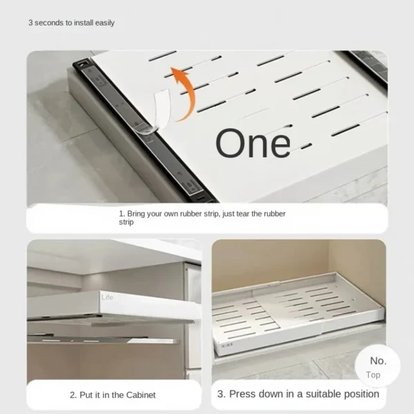 Pull-Out Kitchen Storage Tray Adjustable Cabinet Shelf Sliding Spice Rack Organizer Multi-Layer Bathroom Storage Shelf - Image 3