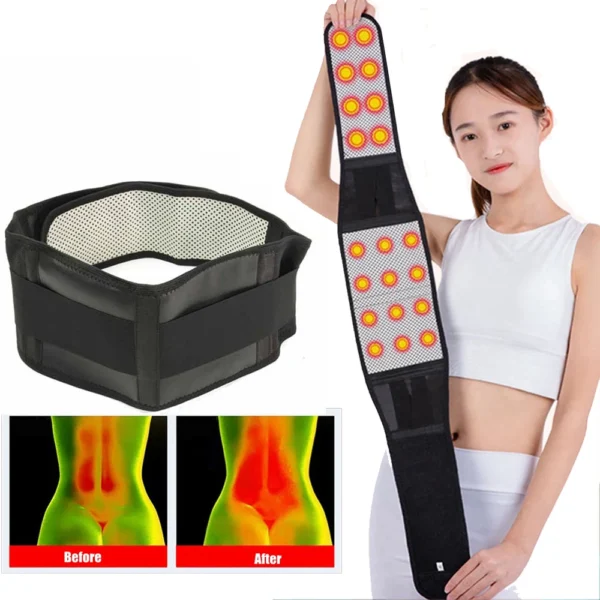 Tourmaline Self-heating Magnetic Therapy Waist Belt Lumbar Support Back Waist Support Brace Double Banded Adjustable - Image 4