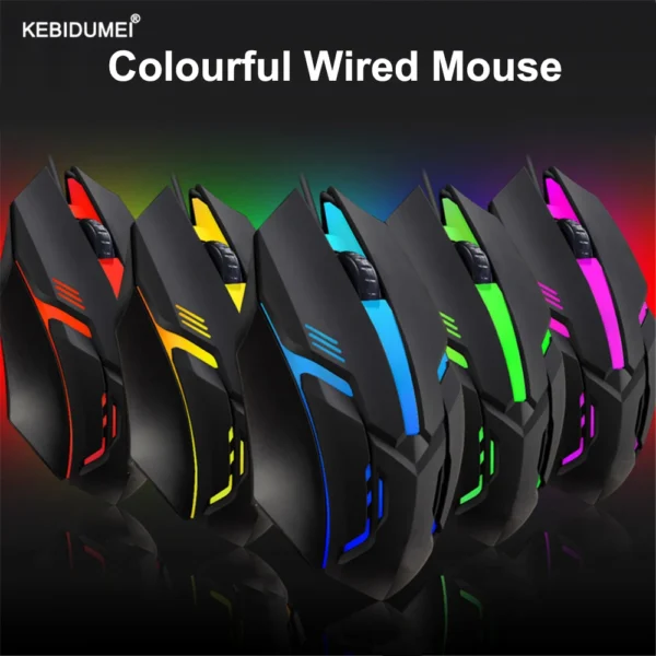 E-Sports USB Wired Mouse Colorful LED Gaming Mouse 5000 DPI Wired Mice Optical Wired Gamer Mouse For Desktop Laptop PC Computer - Image 6