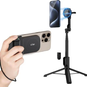 Mini Magnetic Tripod for iPhone 16 MagSafe Selfie Stick + Magnetic Phone Camera Grip Smartphone Travel Vlogging Video Shooting