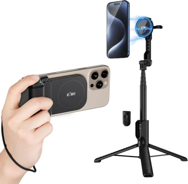 Mini Magnetic Tripod for iPhone 16 MagSafe Selfie Stick + Magnetic Phone Camera Grip Smartphone Travel Vlogging Video Shooting