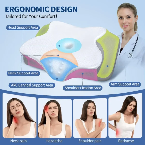 Cervical Pillow for Neck Shoulder Pain Relief Sleeping Ergonomic Memory Foam Pillow Orthopedic Neck Support Pillows - Image 4