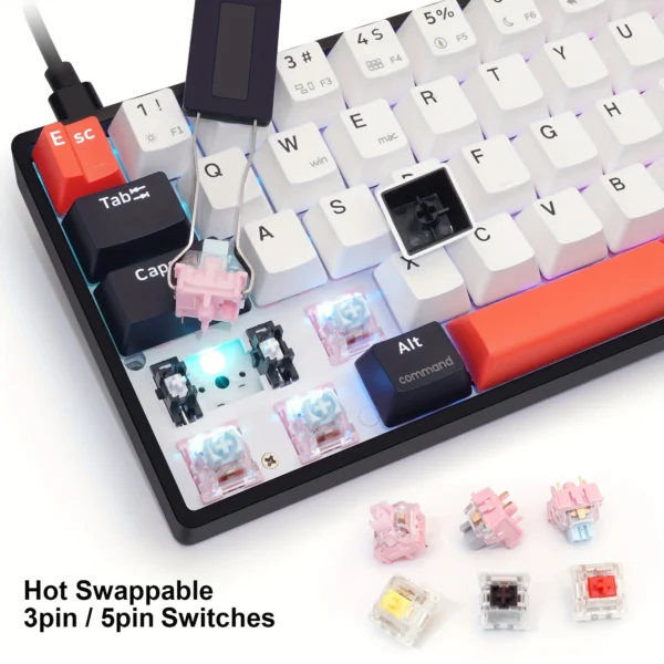 SKYLOONG GK61 QMK/VIA Wired Keyboard RGB Backlight USB Gaming Mechanical Keyboard Silent Tactile Switch Hot Swappable PBT Keycap - Image 3
