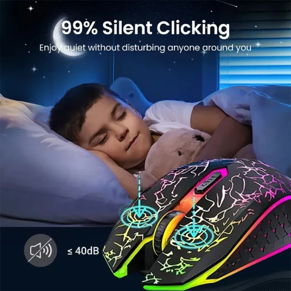 Bluetooth 5.2 Wireless Mouse RGB Gaming Mouse Silent Mouse Rechargeable Mouse 800-1200-1600 DPI Mouse Mice for PC Laptop Macbook - Image 4