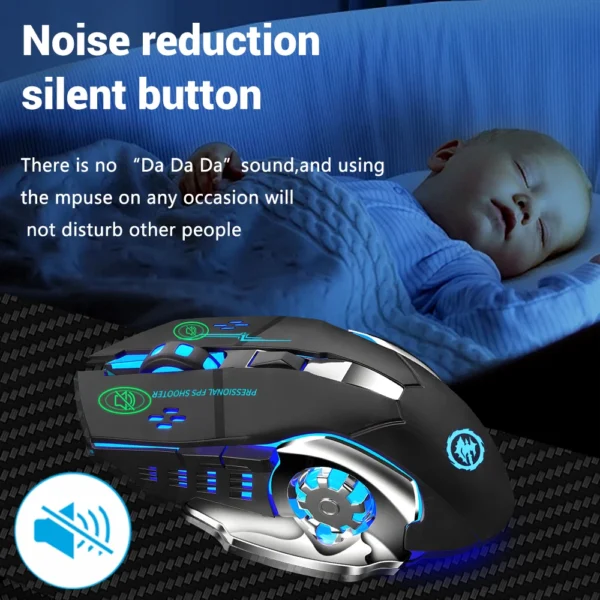 Rechargeable Wireless Mouse Gaming Computer Silent Bluetooth Mouse 2.4G USB Mechanical Backlight PC Gamer Mouse For Computer - Image 2