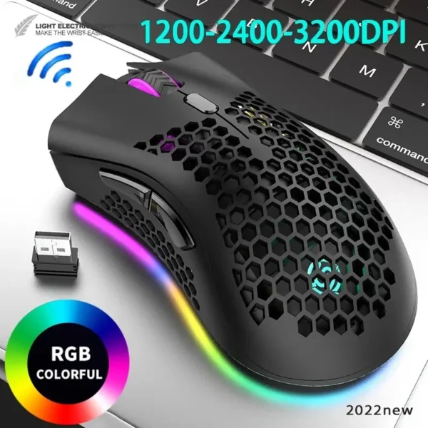 BM600 Rechargeable USB 2.4G Wireless RGB Light Honeycomb Gaming Mouse Desktop PC Computers Notebook Laptop Mice Mause Gamer Cute - Image 3