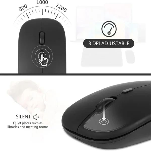 Wireless Mouse Slim Bluetooth-compatible 2.4G Computer Mice Portable Rechargeable/Battery Cordless Mouse for iPad Laptop Desktop - Image 5