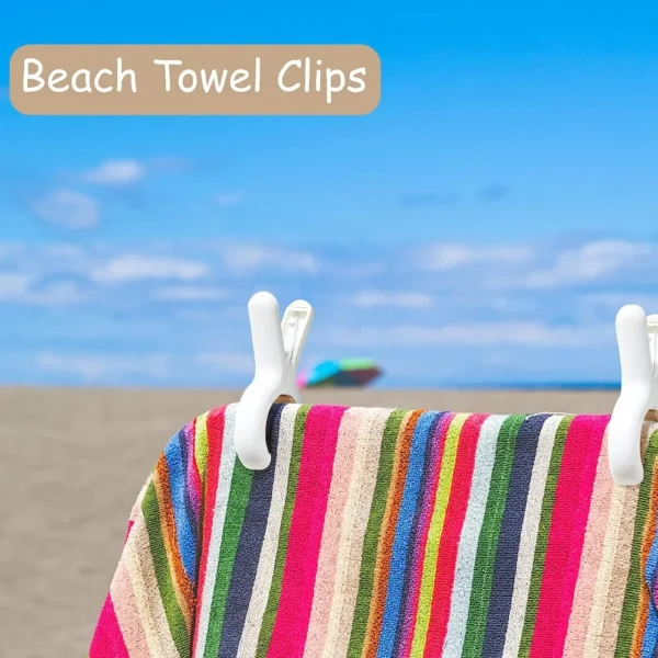 2/4pcs Beach Towel Clips Quilt Drying Clamp Heavy Duty Beach Chair Clips Laundry Clip To Keep Towel Clothes Blankets To Dry - Image 4
