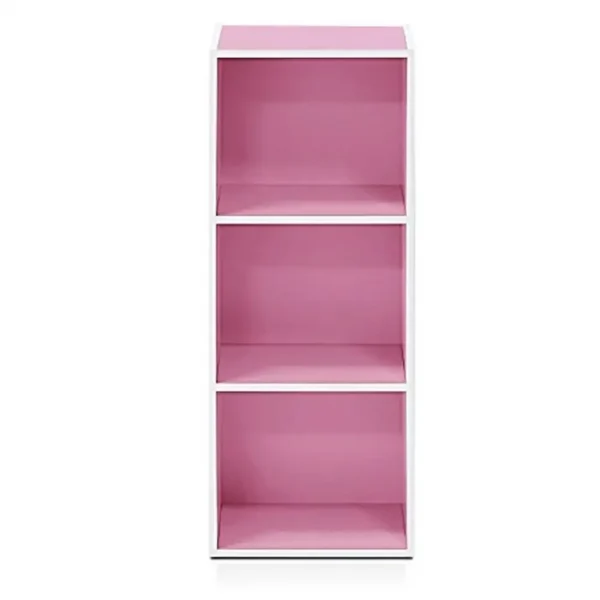 3-Tier Sturdy Bookcase & Display Rack White/Pink Bedroom Study Adult 9.25"D x 9.25"W x 47.2"H Easy Assembly & Holds 25 lbs Shelf - Image 5