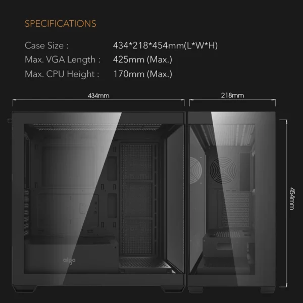 Aigo AS900 PC Case ATX M-ATX ITX Motherboard Gamer Cabinet Double-Sided Tempered Glass Desktop 270° Sea View Room Computer Case - Image 5