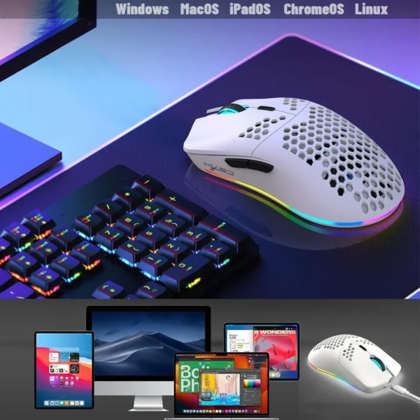 MAMBASNAKE x HXSJ T66 Wireless Gaming Mouse, 2.4Ghz Rechargeable Mouse with 6 Programmable Buttons - Image 3