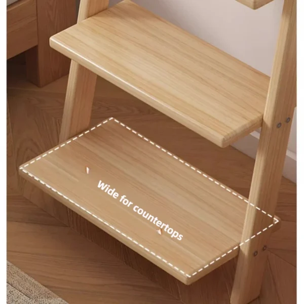 ‌Solid Wood Wall Shelf, Creative Ladder Bookcase, Heavy-Duty Floor Storage Rack, Minimalist Shelving Unit for Balcony Study - Image 5