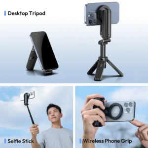 Ulanzi JJ03 Magnetic Phone Tripod Wireless Phone Grip Selfie Stick Desktop Tripod 360° Rotation Photography Livestreaming Vlog