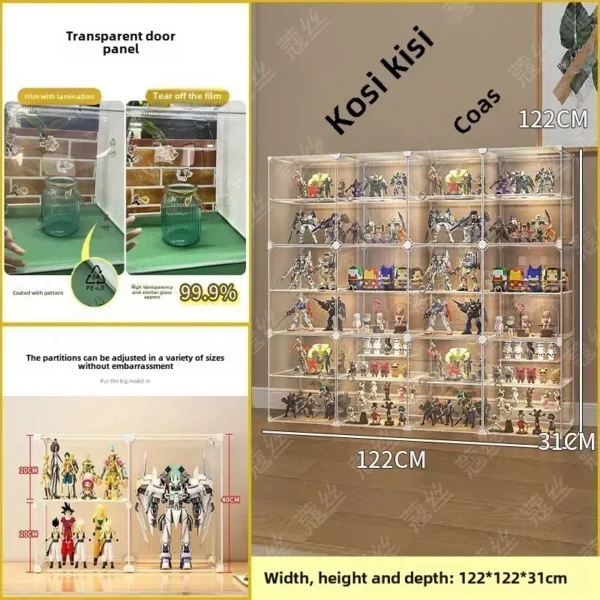 Transparent Display Cabinet Figures Lego Blocks Home Use Dust Proof Shelf for Kids Toys Model Display Nordic Storage Craft - Image 6