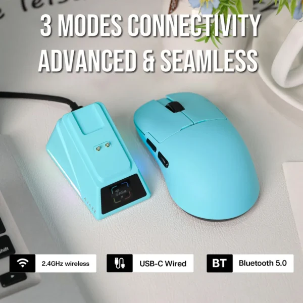 AJAZZ AJ159APEX 8K Ultralight Gaming Mouse With RGB Magnetic Screen Charging Dock PAW3950 Sensor 30K DPI 2.4G/BT/Wired Tri-Mode - Image 3