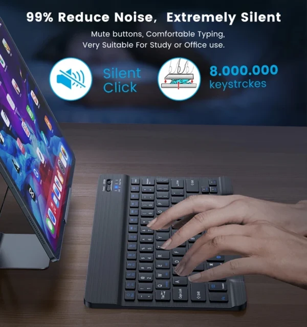 Spanish French Bluetooth Wireless Keyboard Azerty Russian For iPad Mac PC Tablet Cell Phone Laptop And Mouse Mini With N Gamer - Image 5