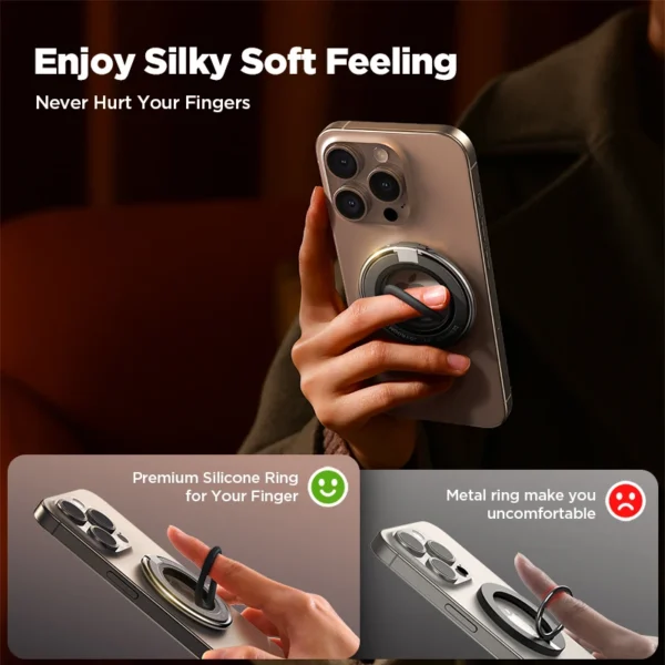 Joyroom Ring Phone Holder Colorful Magnetic Kickstand Silicone Ring Magnetic Phone Grip Holder Stand For iPhone 16 15 14 Pro Max - Image 3