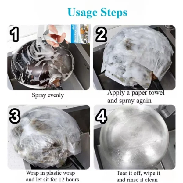 Pan Bottom Cleaning Decontamination Agent Kitchen Blackening Scale Remover Home Polishing Oven Oil Stain Ware Cooktop Spray - Image 4