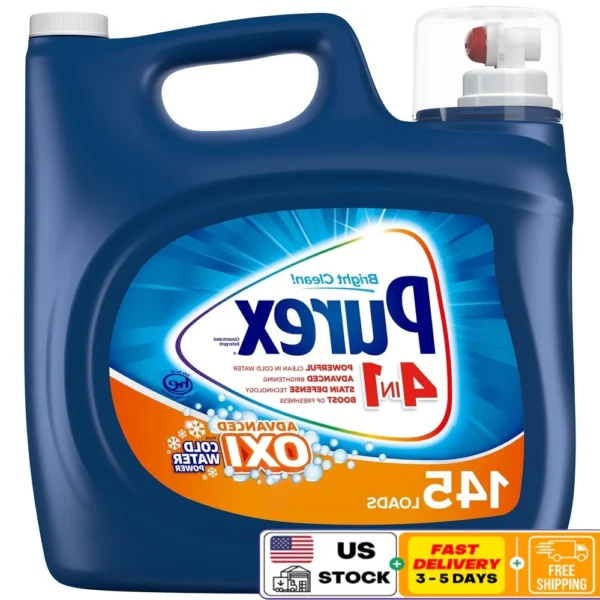 Liquid Laundry Detergent OXI 218oz 145 Loads Stain Remover Brightening Fresh Morning Burst Safe All Machines