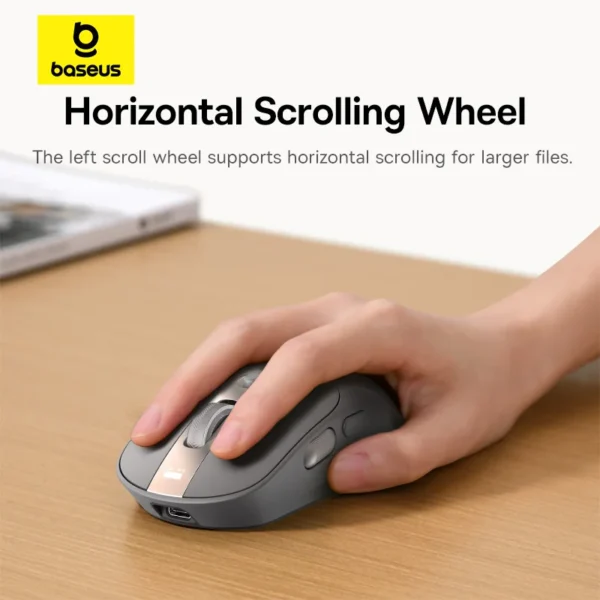 Baseus Bluetooth Wireless Mouse Rechargeable Ergonomic Mice Digital Display Two Scroll Wheels Customizable Button Silent Mouse - Image 6