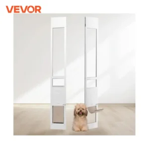 VEVOR Dog Door Sliding Glass Door Adjustable Height Doggy Door Sliding Doors Aluminum Frame Tempered Glass Pet Door