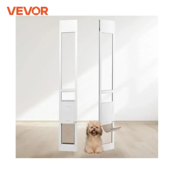 VEVOR Dog Door Sliding Glass Door Adjustable Height Doggy Door Sliding Doors Aluminum Frame Tempered Glass Pet Door