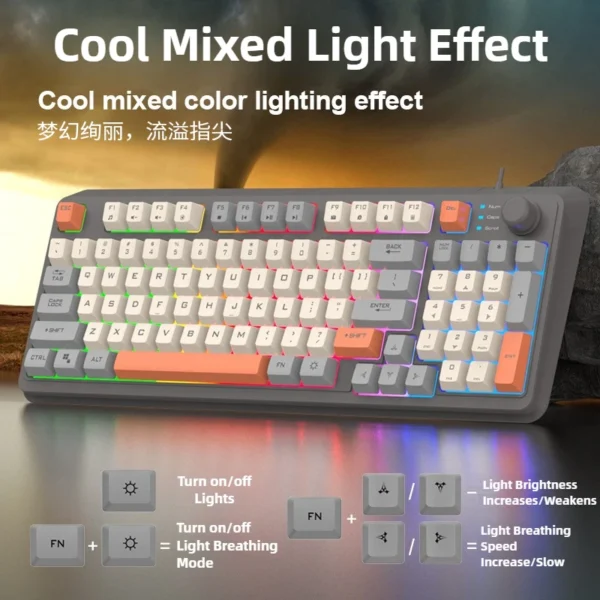 K82 Keyboard & Mouse Combos Colorful 94-Keys LED Backlight USB Wired Mechanical Gaming Keyboard for Notebook Desktop Laptop - Image 3