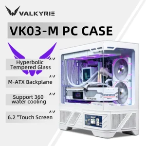 VALKYRIE M-ATX PC Case Gaming Desktop Case VK03-M LCD Supports 360 Water Cooling 6.2-inch Touchscreen Glass 270° Sea View Room
