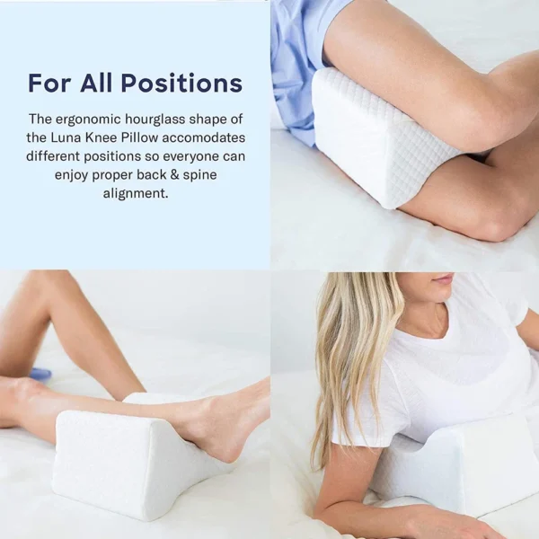 Knee Pillow for Side Sleepers - 100% Memory Foam Wedge Contour- Spacer Cushion for Spine Alignment, Back Pain, Pregnancy Support - Image 4