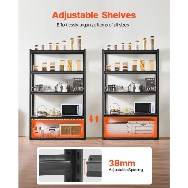 VEVOR 5-Tier Garage Shelving Unit Storage Shelves Height Adjustable Boltless Shelf Racking for Kitchen Warehouse Basement - Image 4