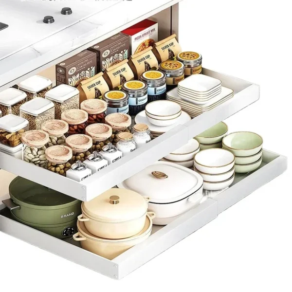 Pull-Out Kitchen Storage Tray Adjustable Cabinet Shelf Sliding Spice Rack Organizer Multi-Layer Bathroom Storage Shelf - Image 6