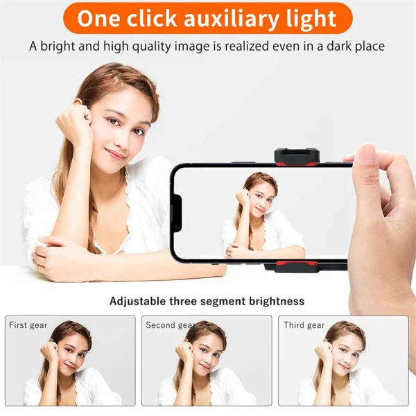 New Smartphone Selfie Shooting Grip Bluetooth Remote Control Selfie Mobile Mount Holder with 1/4 Screw Fill Light Phone Shutter - Image 2