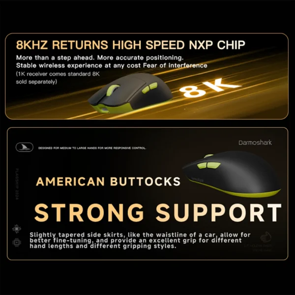 Darmoshark Wireless Office Gaming Mouse 30KDPI PAW3950 Senso 750IPS 2.4G/Wired/Bluetooth Connection Macro Game Mouse - Image 4