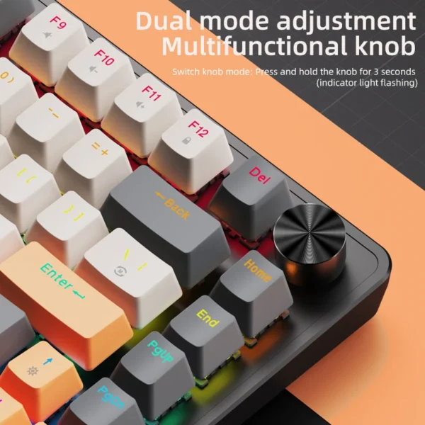 75% Mechanical Keyboard Wired with Media Knob, APAYADO Black Gaming Keyboard,Hot-Swap,ABS Cap Transparent Character Backlighting - Image 3