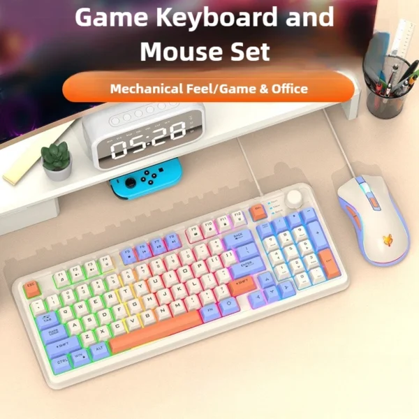 K82 Keyboard & Mouse Combos Colorful 94-Keys LED Backlight USB Wired Mechanical Gaming Keyboard for Notebook Desktop Laptop - Image 2