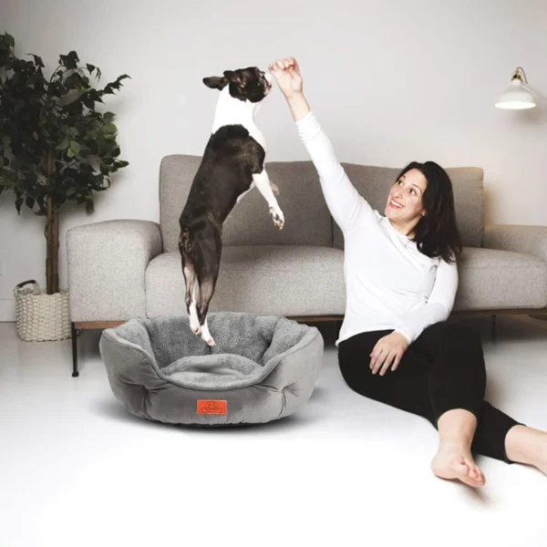 Pet Bed for Small and Large Pets, Soft, Washable, Non-Slip Base, Water Resistant, Grey, 50 cm - Image 5