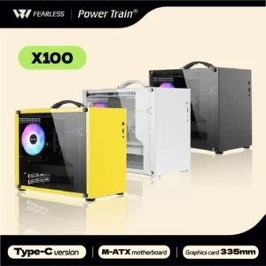 PowerTrain X-GAMER X100 M-ATX Portable Computer Case ITX MATX Power Supply Support U3 Type-C Desktop MINI Small Chassis